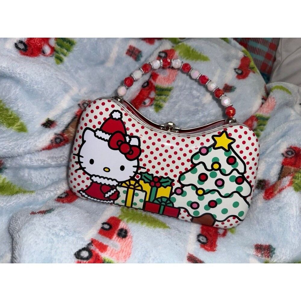 Sanrio Hello Kitty Christmas Holiday Metal Tin Purse/Bag- New GB1